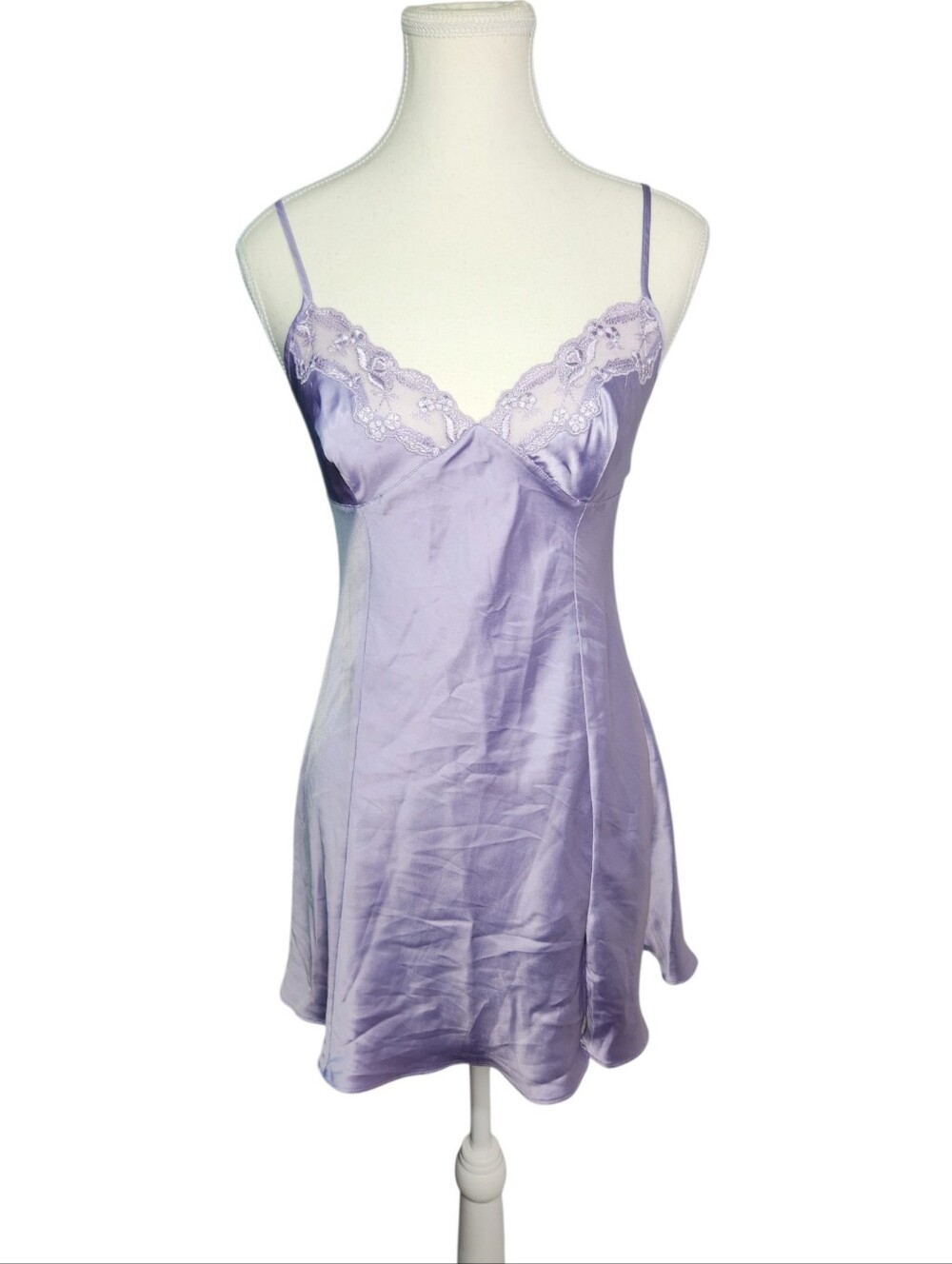 Victoria’s Secret Vintage Y2K Satin Slip Dress M Lavender Lace NWT Lingerie